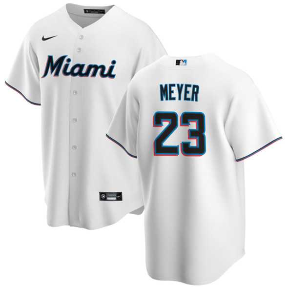 Men%27s Miami Marlins #23 Max Meyer White Cool Base Stitched Jersey Dzhi->new york mets->MLB Jersey